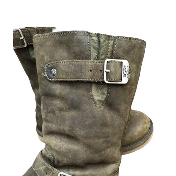 UGG Australia Kensington Distressed Sherpa Lined Motorcycle Boots - Picture 6 of 10